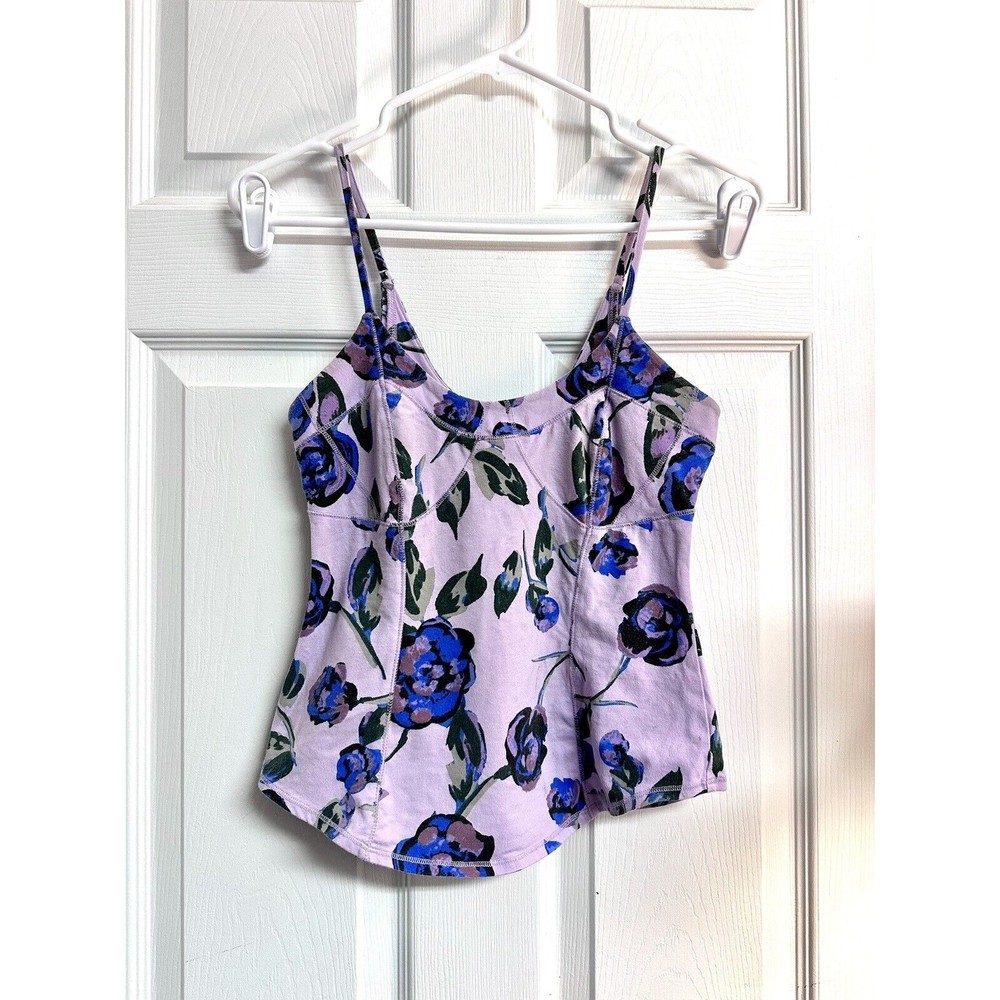 Free People Women's Blue and Purple Camisole Bustier Crop-top Women’s Sz Small
